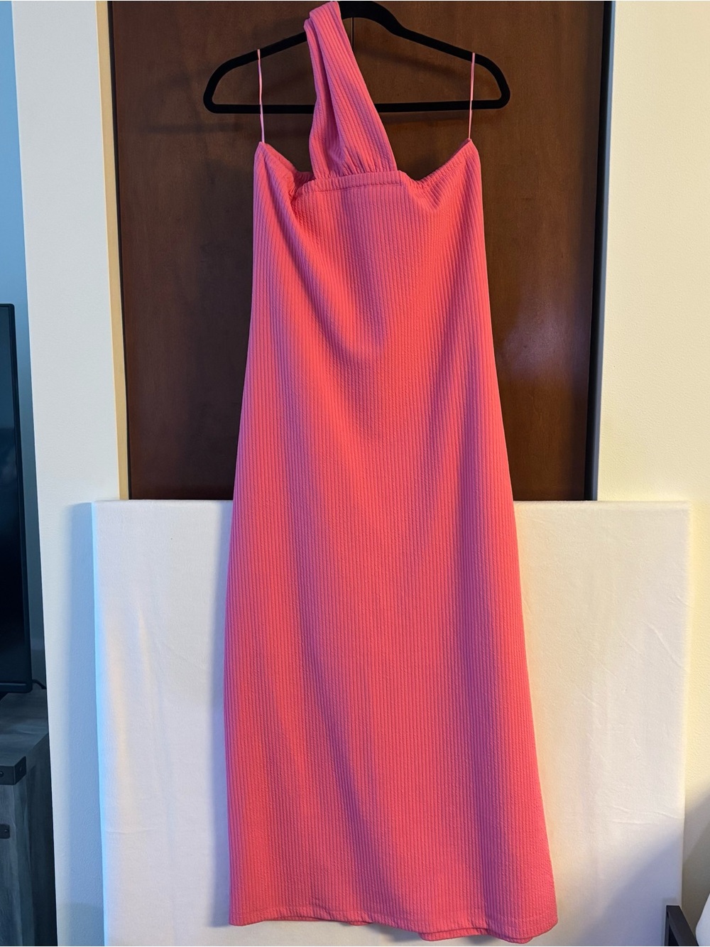 Anthropologie porridge One-Shoulder Pink Midi Dress Sz L - Picture 3 of 6